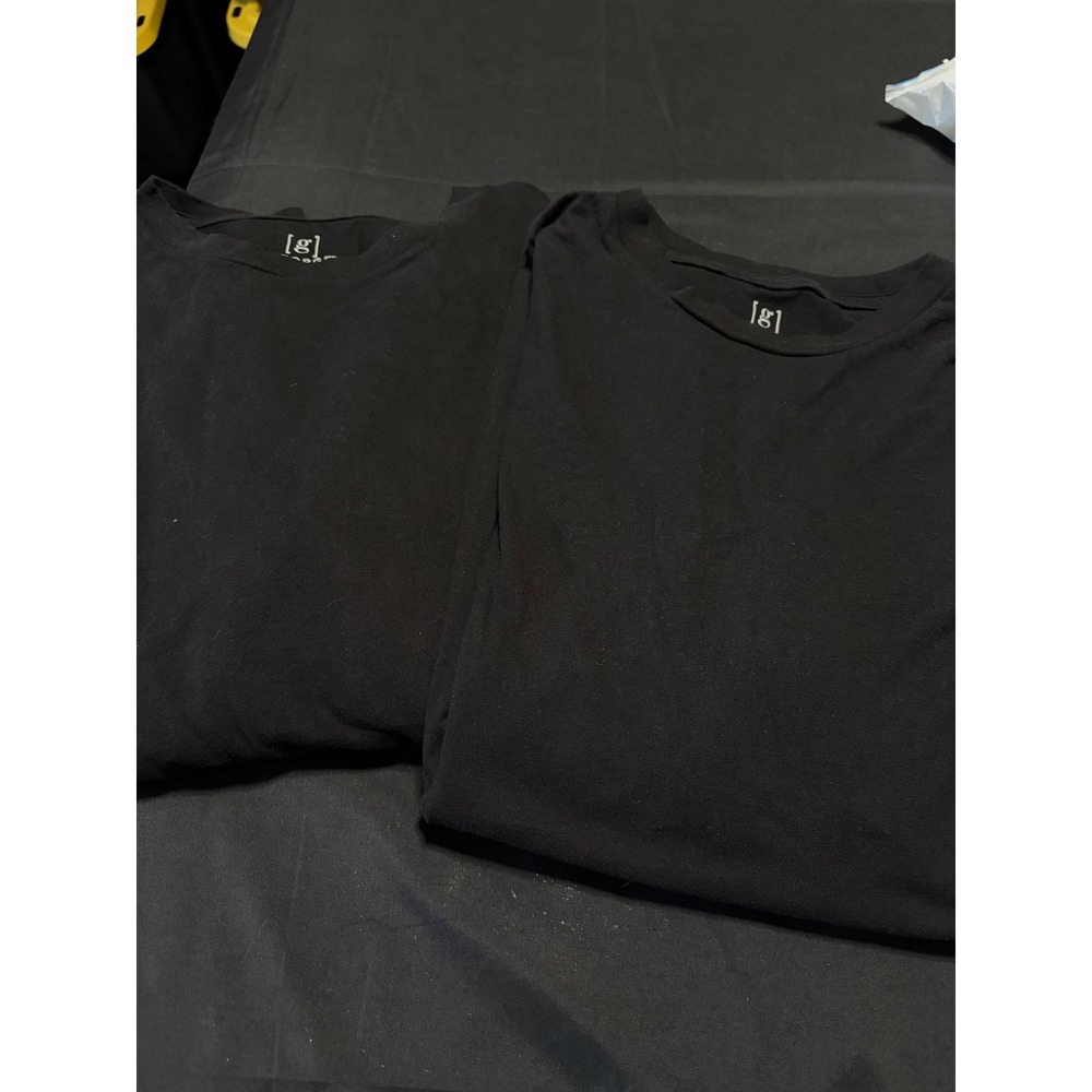 Lot of 2 George Men's Large Black Long Sleeve Crew Neck T Shirts Basic Tee L